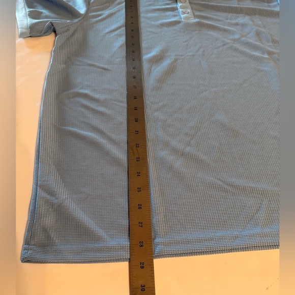 Mens Light BLUE Polyester Waffle Pattern Pullover Stretch Golf Short Sleeves XL - Picture 7 of 10